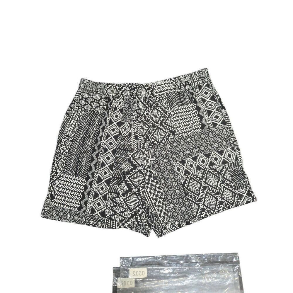 Draft Robert Louis Black & White w/Geometric Print Pull-On Casual Shorts Women's